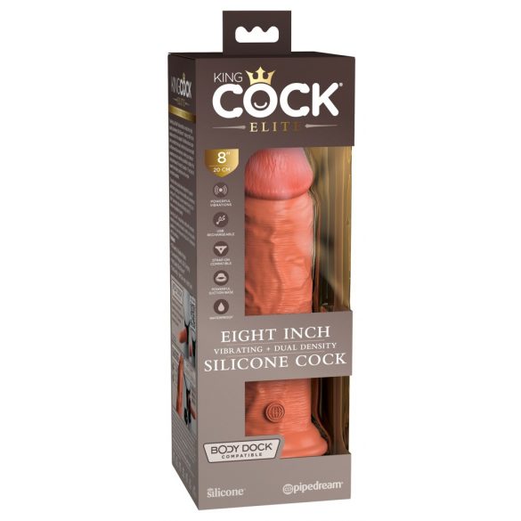 King Cock Elite 8 - Saugnapf, realistischer Vibrator 20cm (dunkles Natur)