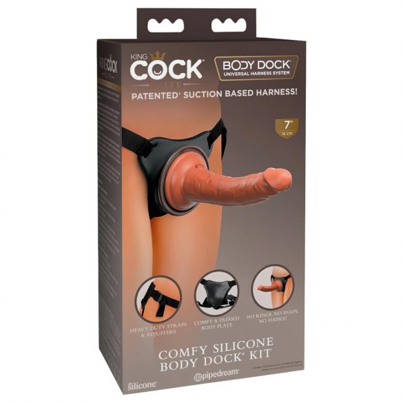 King Cock Elite Comfy - Strap-on Dildo with Harness (Dark Natural)