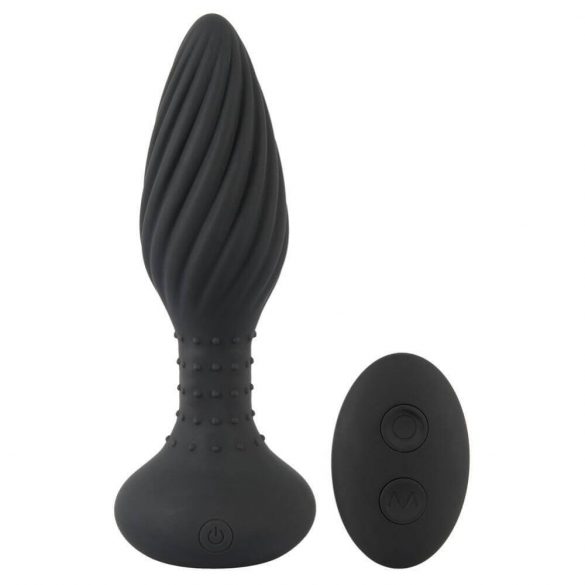 Anos - akkubetriebener, drahtloser, rotierender Analkugel-Spiralvibrator (schwarz)