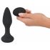 Vibrator anal cu rotație și bile, fără fir - negru (ANOS)