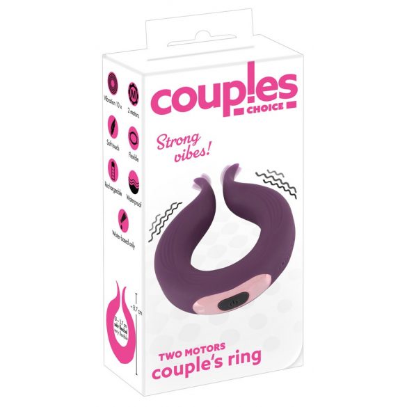 Couples Choice - zasilany bateryjnie pierścień na penisa z dwoma silnikami (fioletowy)