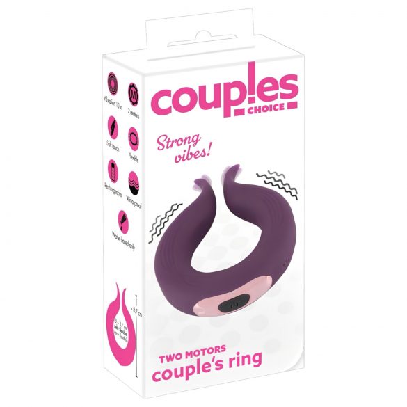 Couples Choice - Rechargeable Dual Motor Penis Ring (Purple)