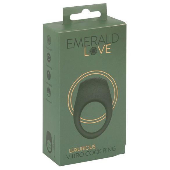 Emerald Love - Rechargeable, Waterproof Vibrating Cock Ring (Green)