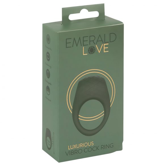 Emerald Love - Rechargeable, Waterproof Vibrating Cock Ring (Green)