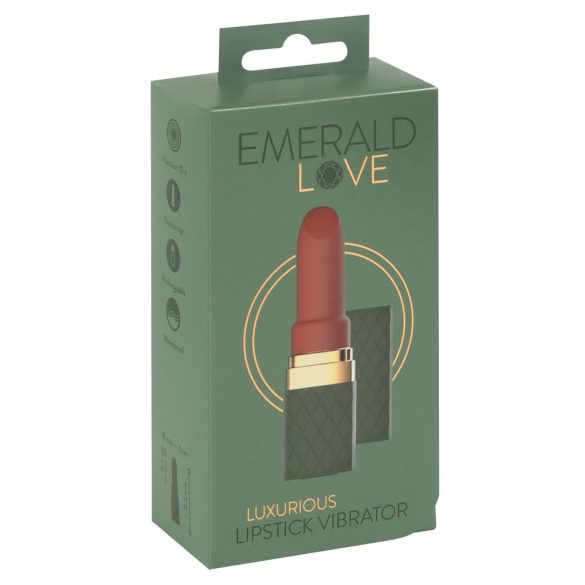 Emerald Love - akumulators, ūdensnecaurlaidīgs lūpukrāsas vibrators (zaļš-sarkans)