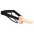 You2Toys Strap-on - aufladbarer, hohler, ansteckbarer Vibrator (natur)