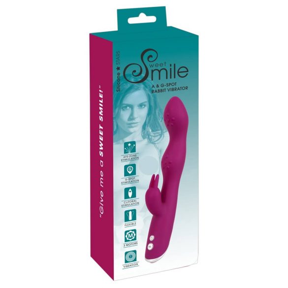 SMILE - Prilagodljiv vibrator z bodicami za točki A in G (vijolična)