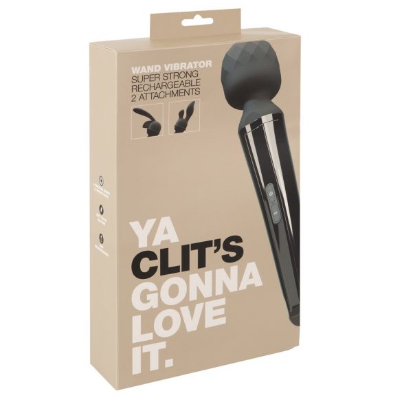 Ya Clit Wand - oplaadbare massagerende vibrator set (zwart)