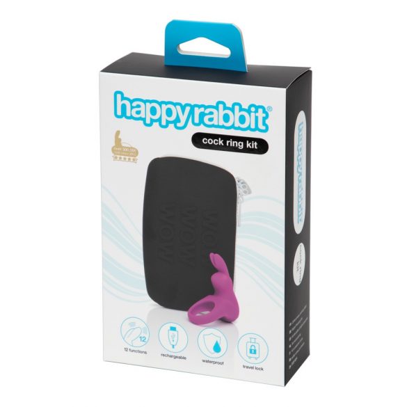 Happyrabbit Cock Kit - vibrerende penisring met opbergtas (paars)