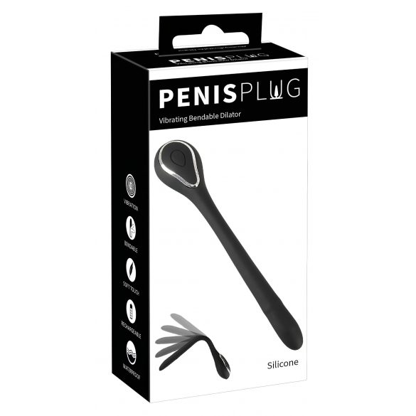 Penis Plug Dilator - akumulatorowy wibrator cewki moczowej (0,6-1,1 cm) - czarny