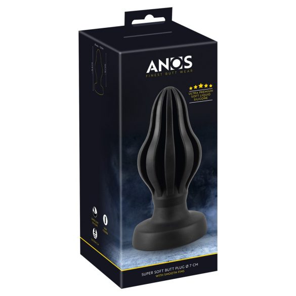 ANOS - dildo anal super-moale, striat - 7cm (negru)