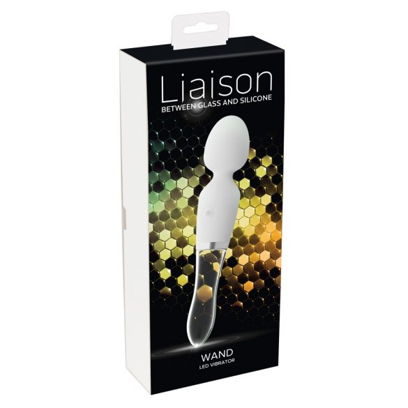 Liaison Wand - uppladdningsbar, silikon-glas LED vibrator (genomskinlig-vit)