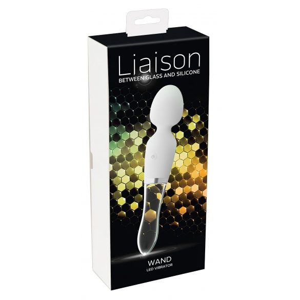 Liaison Wand - Rechargeable Silicone-Glass LED Vibrator (Transparent-White)