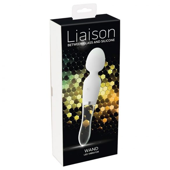 Liaison Wand - rechargeable, silicone-glass LED vibrator (translucent white)