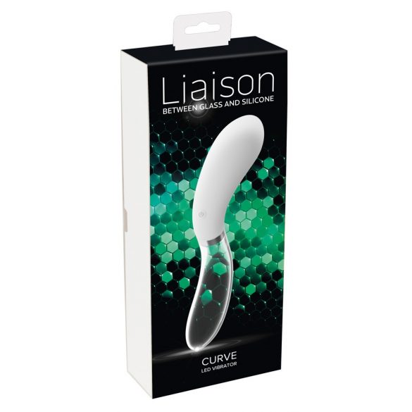 Vibratore LED curvo in silicone e vetro "Liaison" - ricaricabile, trasparente e bianco