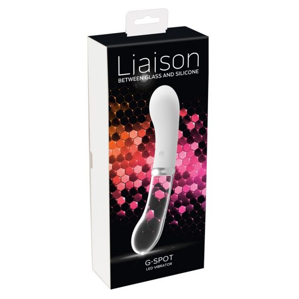 You2toys Liaison - punjivi LED vibrator od silikonskog stakla (prozirno-bijeli)