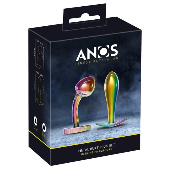 ANOS Metal Rainbow - Metal Anal Dildo Set (2-Piece)