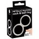 You2Toys - inel dublu de silicon pentru penis și testicule cu efect de metal (argintiu)