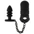 Cage de penis din silicon Black Velvet cu dildo anal (negru)