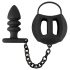 Velours Noir - cage à pénis en silicone avec plug anal (noir)