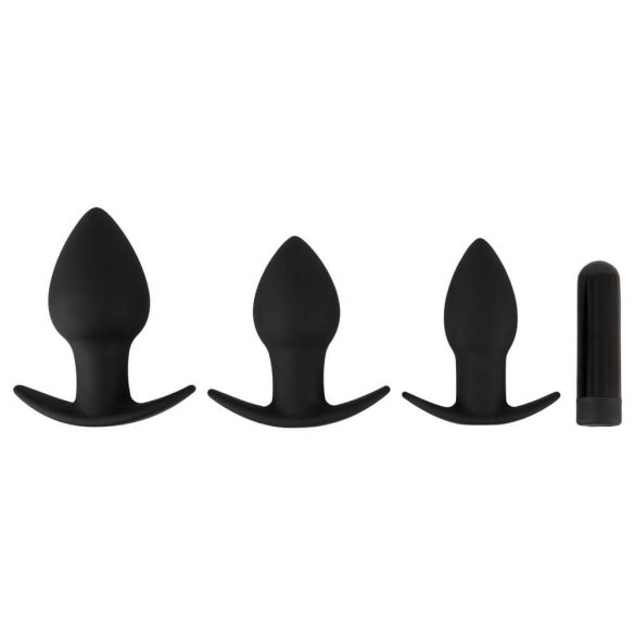 Black Velvet - Rechargeable Anal Vibrator Set - 3 Pieces (Black)