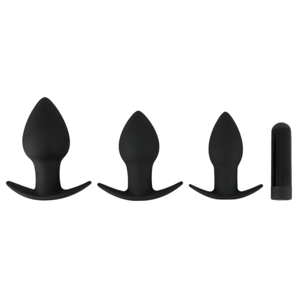 Black Velvet - Rechargeable Anal Vibrator Set - 3 Pieces (Black)