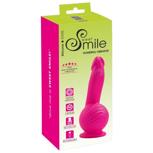 SMILE Potente - vibratore realistico con ventosa e due motori ricaricabile (rosa)