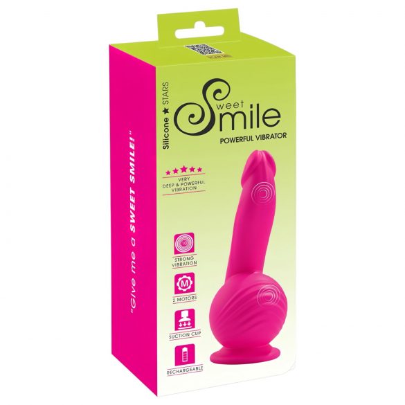 SMILE Powerful - rechargeable, 2-motor suction cup vibrator (pink)