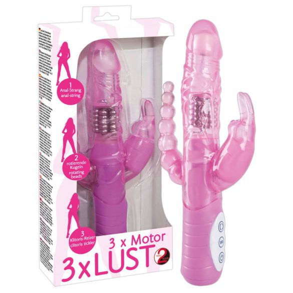 You2Toys - vibrator s 3 efekta - roza