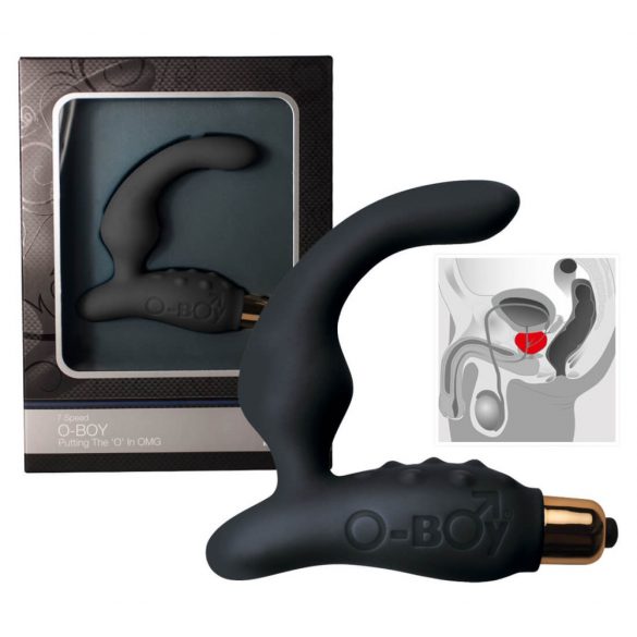 O-Boy smal silikon prostata vibrator - svart (7 rytmer)