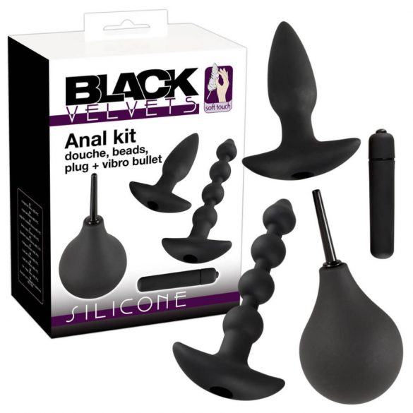 Schwarzes Samt Anal-Set (4-teilig)