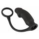 Black Velvet Anal Vibrator with Cock Ring (Black)