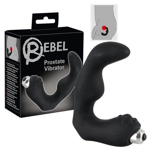 Rebel - lenktas prostatos vibratorius (juodas)