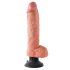 King Cock 10 biegsamer Vibrator mit Hoden und Saugfuß (25 cm) - Naturfarbe