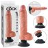 King Cock 10 biegsamer Vibrator mit Hoden und Saugfuß (25 cm) - Naturfarbe