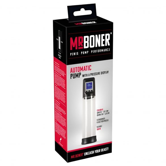 Mr. Boner Workout - Rechargeable, Automatic Penis Pump (Transparent-Black)