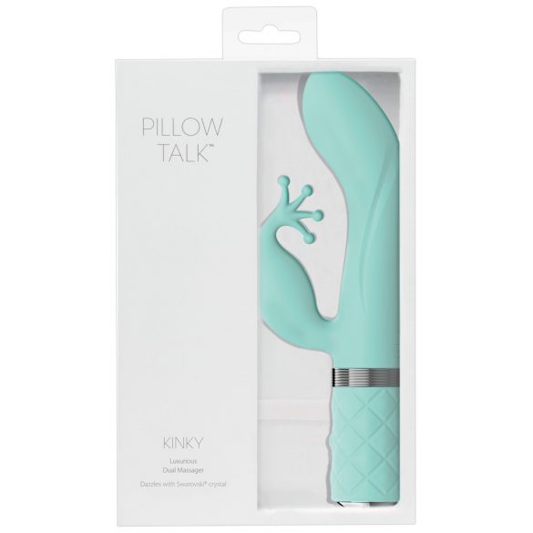 Vibratore Ricaricabile in Silicone per Punto G con Doppio Motore e Stimolatore Clitorideo "Pillow Talk Kinky" (Turchese)