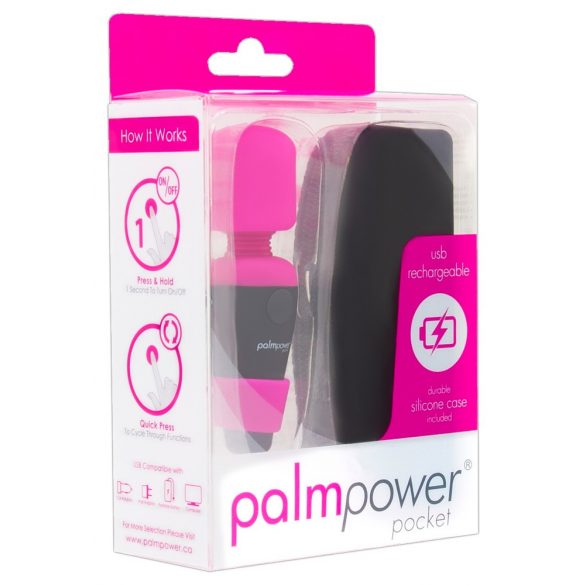 PalmPower Pocket Wand - Mini Massage Vibrator (Pink-Black)