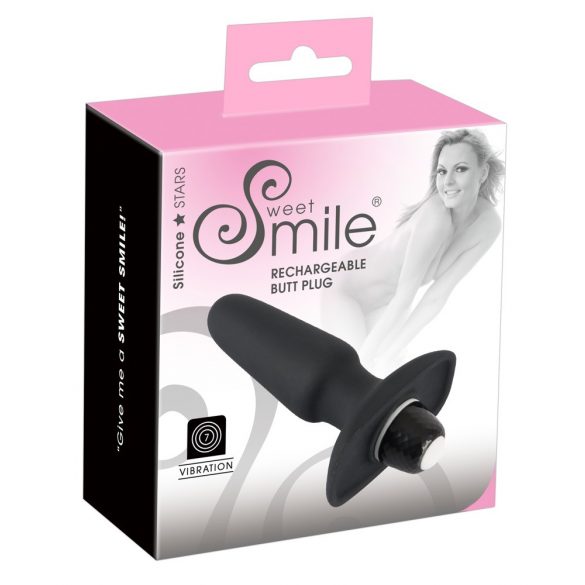 Plug Anale SMILE - Vibratore Anale Ricaricabile in Silicone (Nero)