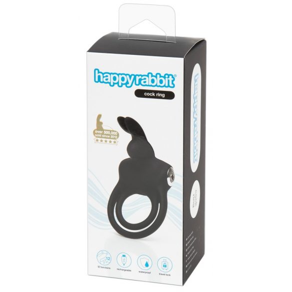 Happyrabbit Cock - anneau pénien et testiculaire étanche et rechargeable (noir)