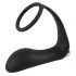 Black Velvet - oplaadbare siliconen anale vibrator met penisring (zwart)