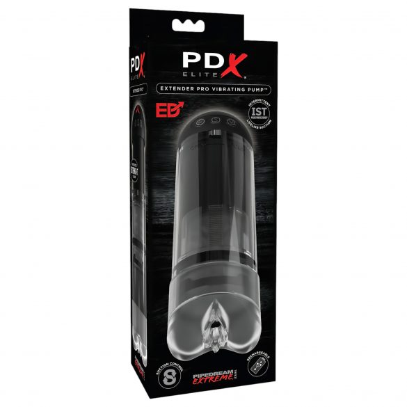 PDX Elite Extender Pro - nabíjací sací masturbátor vagína (čierny)