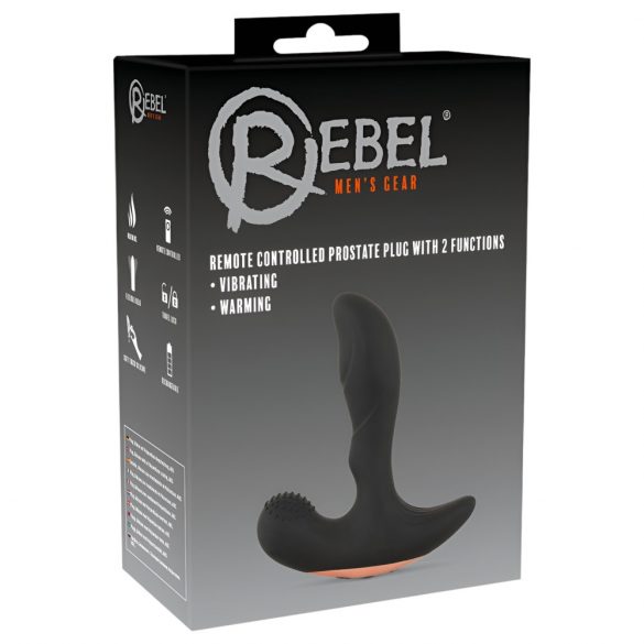 Rebel - rádiový vyhrievaný vibrátor na masáž prostaty (čierny)