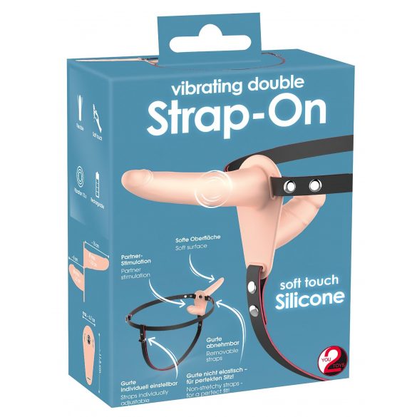 You2Toys - Strap-On - opgeladen, dubbel opzetbaar vibrator (natuurlijk)