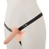 You2Toys - Strap-On - punjivi dvostruki vibrator s remenom (prirodni)