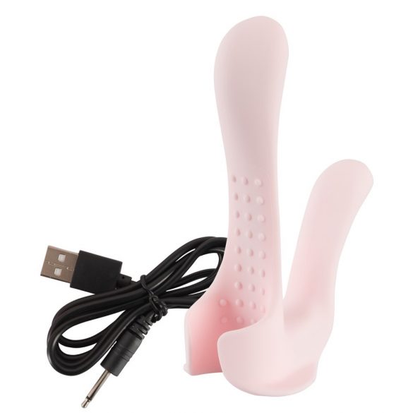 Vibrator pentru cupluri cu două motoare, reîncărcabil (roz pal)