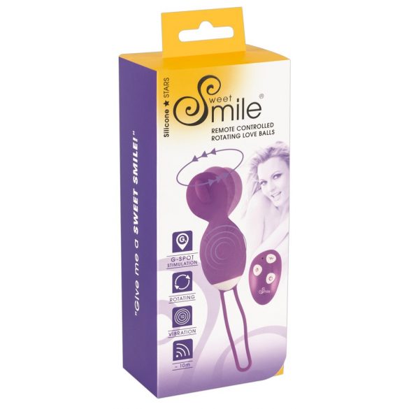 Sfere dell'Amore Rotanti SMILE - uovo vibrante rotante ricaricabile con telecomando (viola)