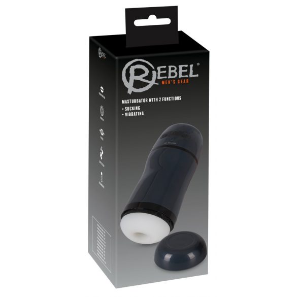 Rebel - 2in1 siurbiamas, vibruojantis masturbatorius (juodas)