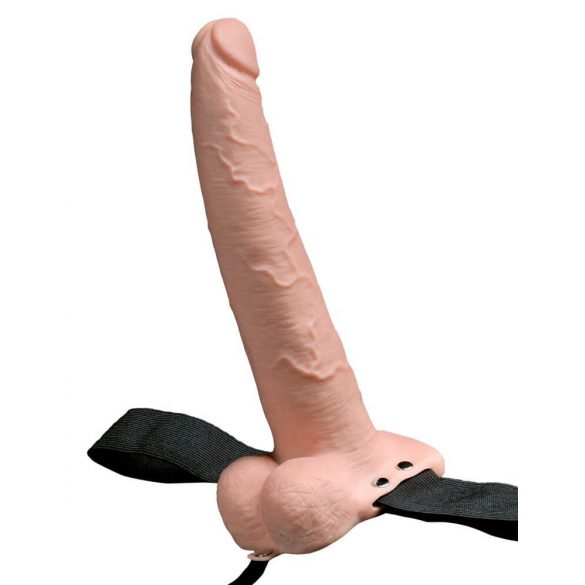 Fetisch Strap-On 9 - akkubetrieben, aufschnallbarer, hohler Vibrator (natur)