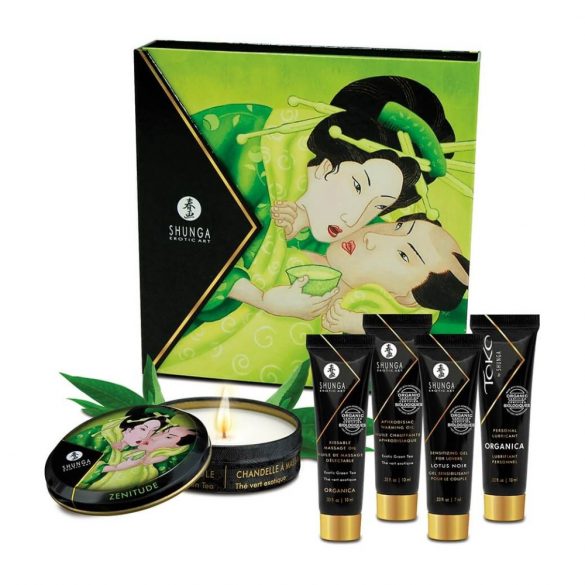 Kit Geisha Shunga con oli per massaggio e candela erotico-aromatica - Set da 5 pezzi